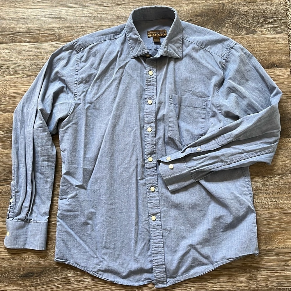 Pronto Uomo Men’s Collared Button Down Dress Shirt 100% Cotton Size Large